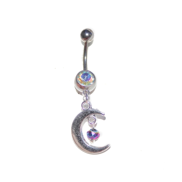 Iridescent rainbow astrology moon belly ring - Picture 1 of 9